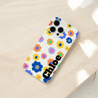 レトロ・シックなカラフル・フラワー柄 ホイッシカル iPhone 16 PRO MAXケース