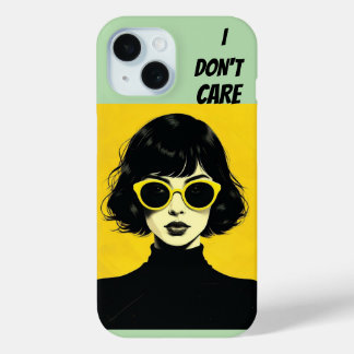 レトロ・シックな女性、私は気にしない iPhone 15ケース