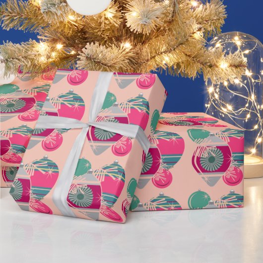 レトロ シャイニー ブライト オーナメント クリスマス ラッピングペーパー (クリスマス)