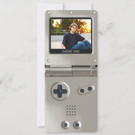 レトロ シルバー 携帯ゲーム機 誕生日II 招待状