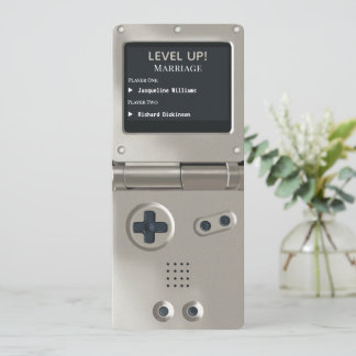 レトロ シルバー II ハンドヘルド ゲーム機 ウェディング インビテーション
