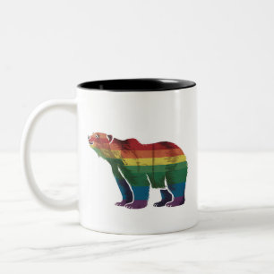 レトロ シロクマ レインボー レズビアン LGBT ゲイ プライド ツートーンマグカップ