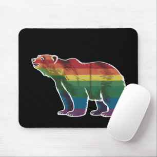 レトロ シロクマ レインボー レズビアン LGBT ゲイ プライド マウスパッド