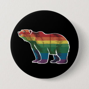 レトロ シロクマ レインボー レズビアン LGBT ゲイ プライド 缶バッジ