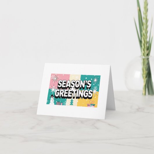 レトロ シーズンズ グリーティング スノーマンとギフトカード シーズンカード (正面)