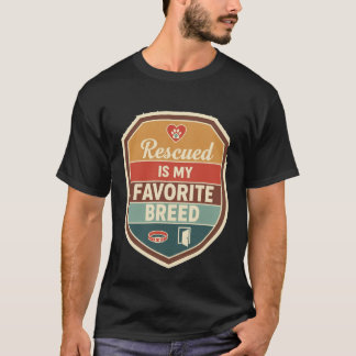 レトロ シールド 保護犬は私のお気に入りの犬種 ドッグレスキュー Tシャツ
