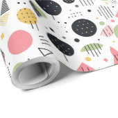 レトロ ジオメトリック アブストラクト パターン#2 セージ ピンク ID1067 ラッピングペーパー (ロールコーナー)