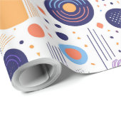 レトロ ジオメトリック アブストラクト パターン#7 インディゴ ID1067 ラッピングペーパー (ロールコーナー)