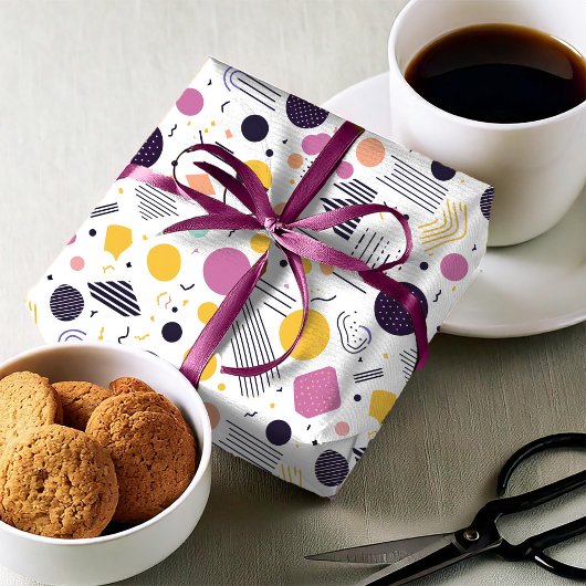 レトロ ジオメトリック アブストラクト パターン#8 マゼンタ ID1067 ラッピングペーパー