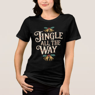 レトロ・ジングル・オール・ザ・ウェイ クリスマスの鐘とヒイラギ トライブレンドTシャツ