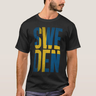 レトロ スウェーデン国旗 タイポグラフィ グラフィックTシャツ Tシャツ