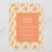 レトロ スカンジナビア イエロー オレンジ フラワー ブライズシャワー 招待状 (正面/裏面)