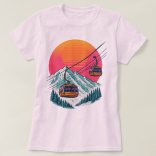 レトロ スキーリフト ゴンドラ 日没 - 80年代風スキーリフト Tシャツ