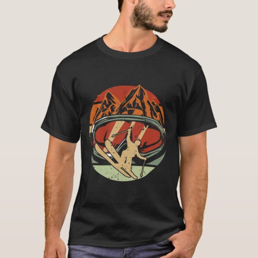 レトロ スキー ドライバー 面白い スキー スキーヤー Tシャツ (正面)