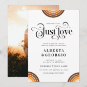 レトロ スクリプト ボヘミアンレインボー 何も特別なものはない、ただ愛を添えて 招待状 (正面/裏面)