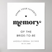 レトロ スクリプト 共有 メモリー ブライダル シャワー サイン (正面)