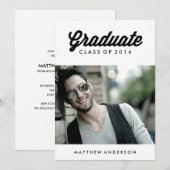 レトロ スクリプト | 卒業パーティー招待状 招待状 (正面/裏面)