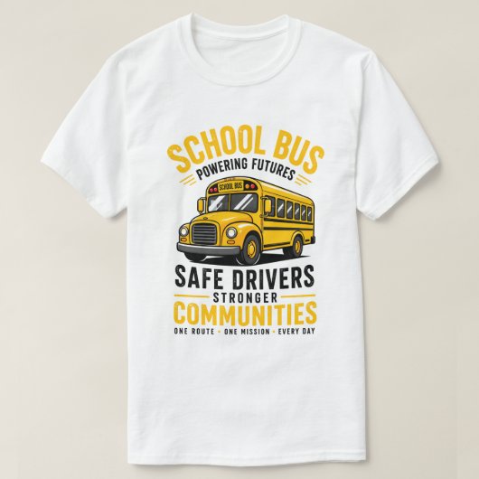 レトロ スクールバスの運転手 未来への力 Tシャツ - (デザイン正面)