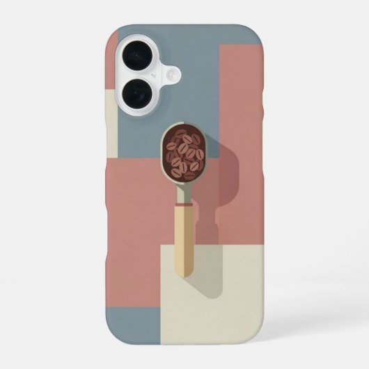 レトロ スコップとコーヒー豆 iPhone 16ケース (裏面)
