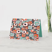 レトロ スシ ピンクの花 ユニークなスクエア パターン サンキューカード (正面)