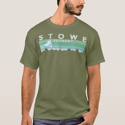 レトロ スタウ ヴァーモント distressed スキー tシャツ (正面)