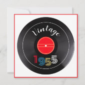 レトロ ストライプ ビニールレコード 1955 70歳の誕生日 招待状 (正面)