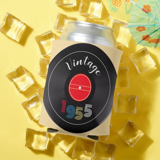 レトロ ストライプ ビニールレコード 1955 70歳の誕生日 缶クーラー (インサイチュ 夏)