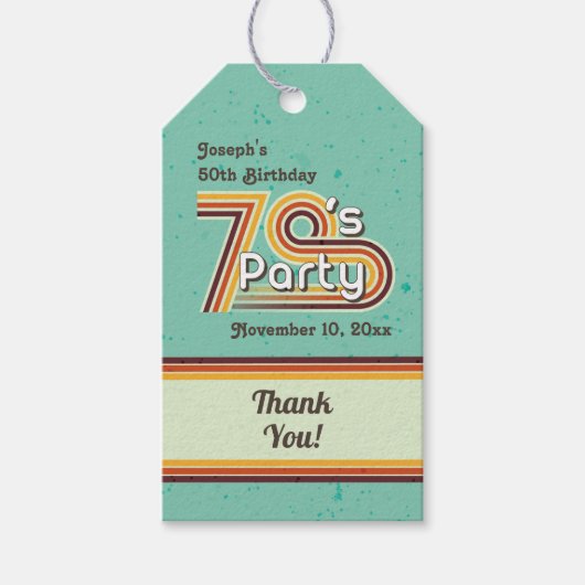 レトロ ストライプ 70's パーティー ギフトタグ (正面)