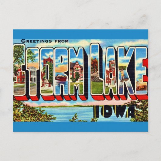 レトロ ストームレイク アイオワ州 ポストカード (正面)