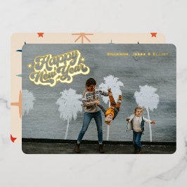 レトロ スパークル ハッピー ニューイヤー ワンフォト ゴールド 箔シーズンカード