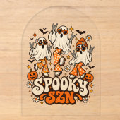 レトロ スプーキーシーズン 幽霊 | グルービー70年代ハロウィンデザイン アクリル招待状 (正面)