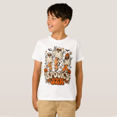 レトロ スプーキーシーズン 幽霊 | グルービー70年代ハロウィン デザイン Tシャツ (正面フル)