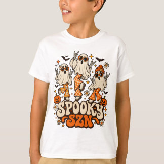 レトロ スプーキーシーズン 幽霊 | グルービー70年代ハロウィン デザイン Tシャツ