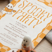 レトロ スプーキー かわいい おばけ ハロウィンパーティー 招待状