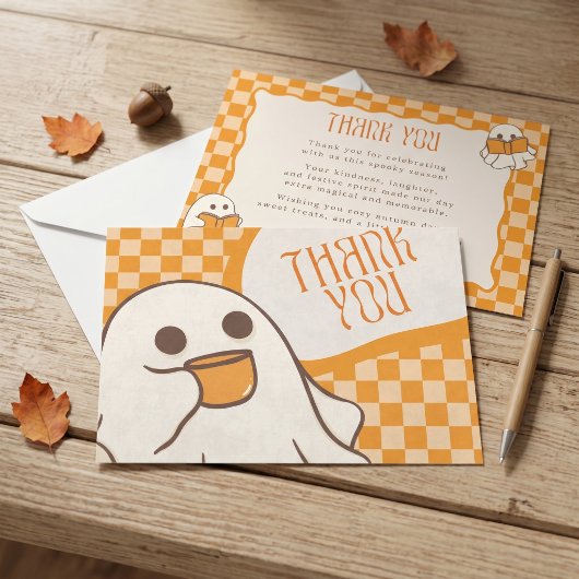 レトロ スプーキー かわいい おばけ ハロウィン サンキューカード