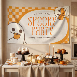 レトロ スプーキー かわいい おばけ ハロウィン パーティー 横断幕
