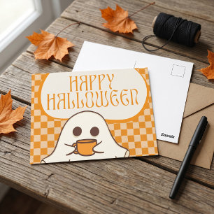 レトロ スプーキー かわいい おばけ ハロウィン ポストカード