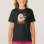 レトロ スプーキー かわいい おばけ ハロウィン ユース Tシャツ (正面)