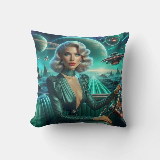 レトロ・スペース・ガール クッション (正面)