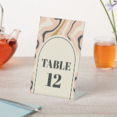 レトロ スワール アーチ ピンク ブラック ウェディング テーブル ナンバー 台座サイン (インサイチュ)