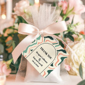 レトロ スワール アーチ ミントとピンクの結婚式のお礼 フェイバータグ