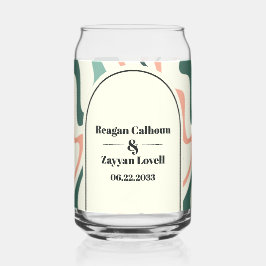 レトロ スワール アーチ ミントグリーンとピンクのウェディング ガラス缶