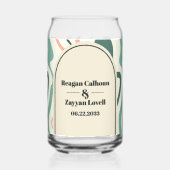 レトロ スワール アーチ ミントグリーンとピンクのウェディング ガラス缶 (裏面)