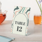 レトロ スワール アーチ ミント ピンク ウェディング テーブル ナンバー 台座サイン (インサイチュ)