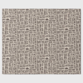レトロ・セピア調の手描きバースデイ・タイポグラフィ ラッピングペーパー
