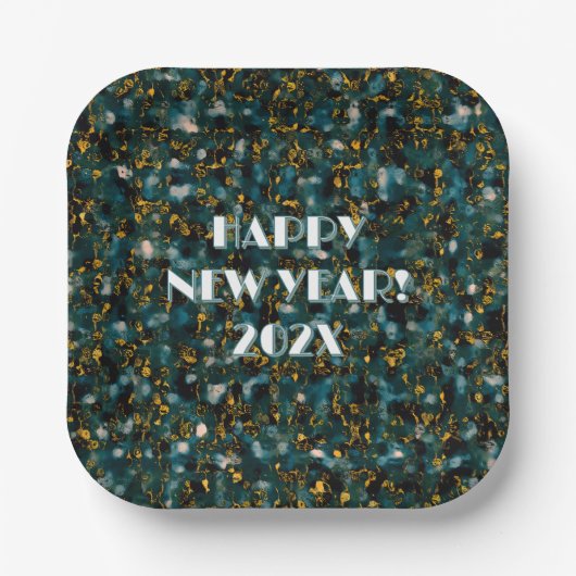 レトロ セレスチャル コンフェティ 抽象的新年 ペーパープレート (正面)