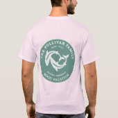 レトロ・セージグリーン・サメ家族バカンス・バッジ Tシャツ (裏面)