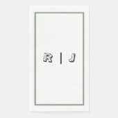 レトロ セージグリーン 黒 白 モノグラム ウェディング (正面)