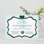 レトロ ソックホップ プードルスカート 誕生日 招待状 (スタンド正面)