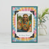 レトロ タイダイ フォト 招待状 (スタンド正面)